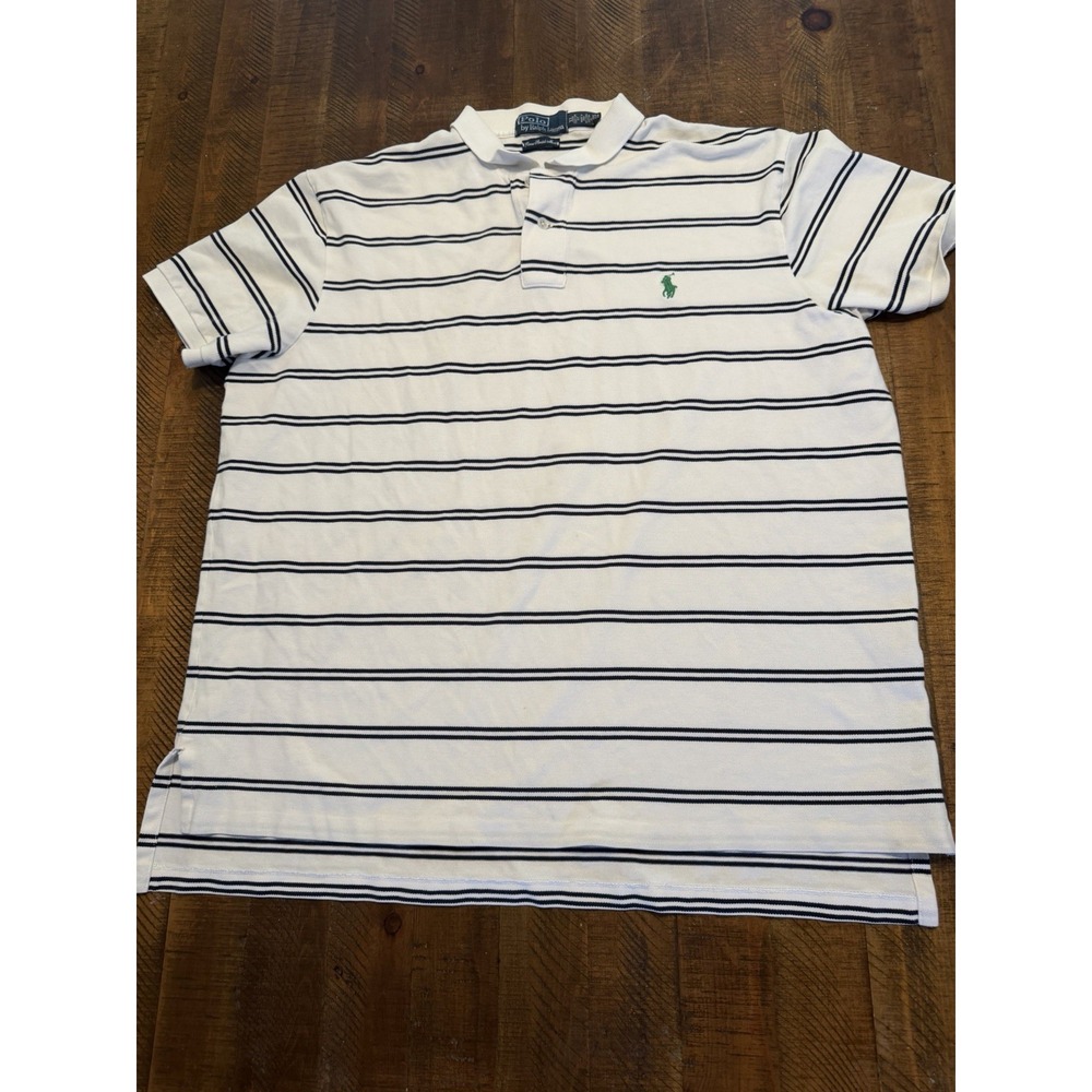 Polo Ralph Lauren Polo Mens XL Pima Stretch Mesh Black Striped Green Pony Logo